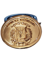 Load image into Gallery viewer, Dominican Gold Buckle with Belt | Hebilla de Escudo Dominicano
