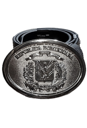 Dominican Silver Shield Buckle with Belt | Hebilla Dominicana