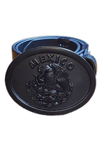 Load image into Gallery viewer, Mexican Black Coat of Arms Buckle with 100% Leather Belt
