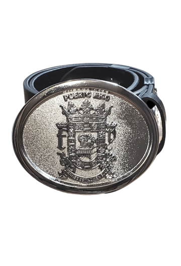 Puerto Rican Silver Buckle with Belt | Hebilla con Escudo Puertorriqueño