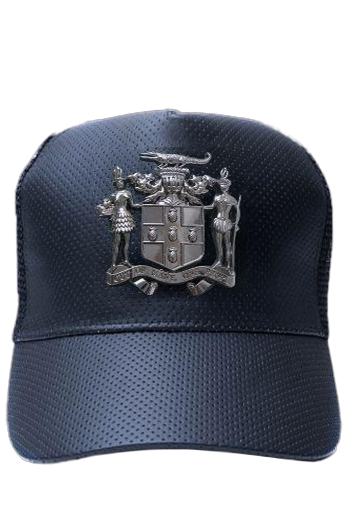 Jamaican black coat of arms shield snapback hat