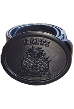 Load image into Gallery viewer, Buckle of Haitian Coat of Arms in Black with Leather Belt
