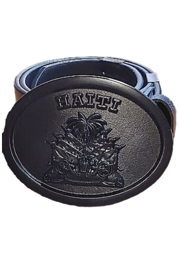 Buckle of Haitian Coat of Arms in Black with Leather Belt