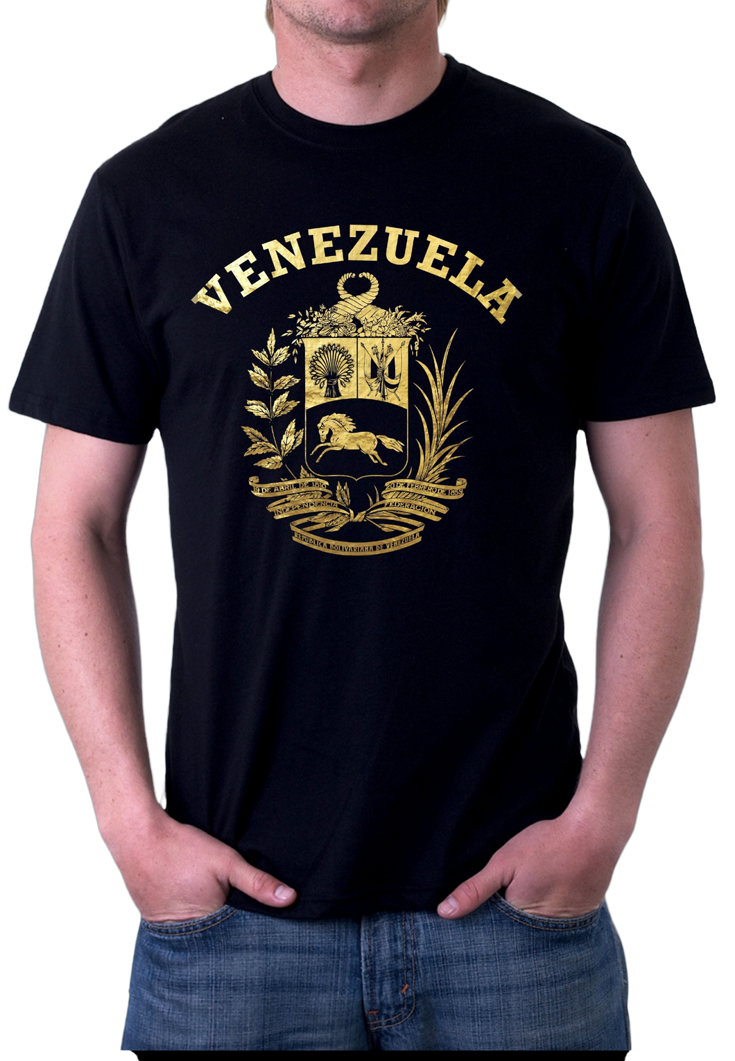 Venezuelan Gold Foil T-shirt | Camiseta con Escudo Venezolano