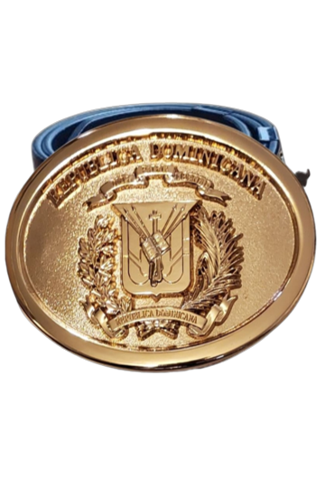 Dominican Gold Buckle with Belt | Hebilla de Escudo Dominicano