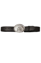 Load image into Gallery viewer, Haitian Shield Buckle with Black Leather Belt
