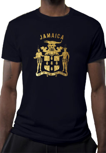 Jamaican Coat of Arms T-shirt in Dazzling Metallic Gold