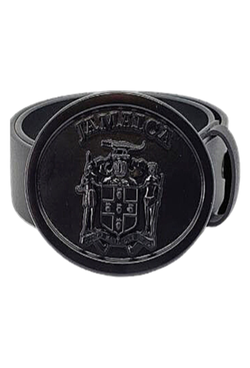 Jamaican Black Coat of Arms Buckle with Leather Belt