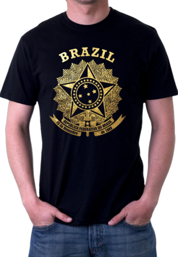 Brazil Coat of Arms T-shirt | Metallic Gold Foil
