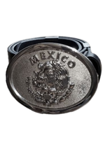 Load image into Gallery viewer, Mexico Buckle with Leather Belt | Hebilla de Escudo Mexicano
